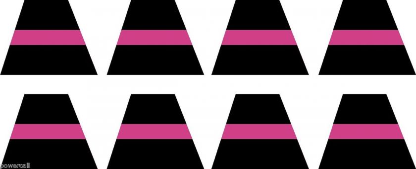   Stickers   Black/ Pink Reflective Helmet Trapezoid set of 8  