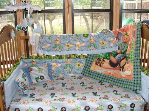 New Custom 6pc John Deere Teddy Sheet Baby Crib Set  