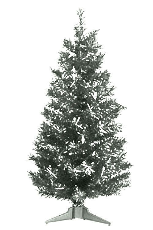 PRE LIT CHRISTMAS TREE / RETRO / SILVER TINSEL / 2 FT  