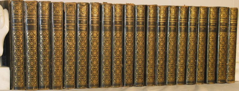 WRITINGS HENRY DAVID THOREAU 20 vol LEATHER SET Antique WALDEN Edition 