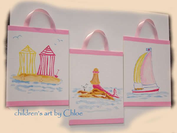 Kids NANTUCKET SURF BEACH SAILBOAT MERMAID Girls Art  