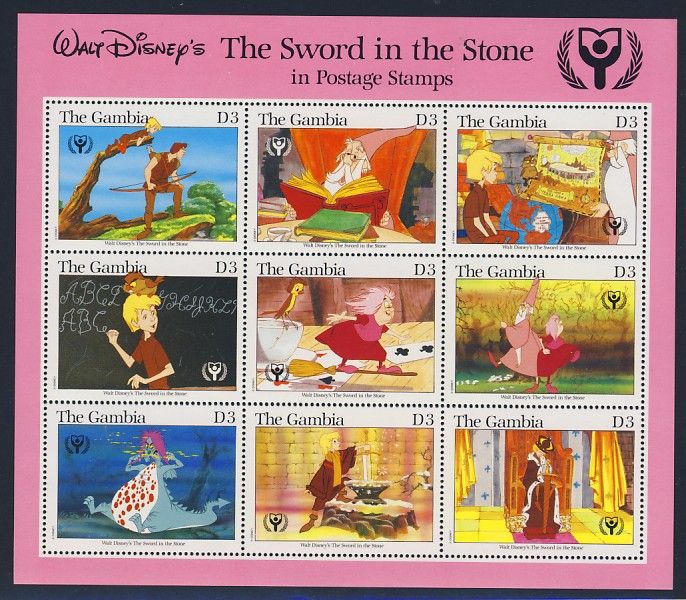   1061 MINT NEVER HINGED DISNEY SWORD in the STONE SHEETS (3), CV$37.00