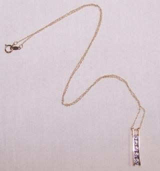 14K Gold Diamonique Ladder Necklace 18 2.9g  