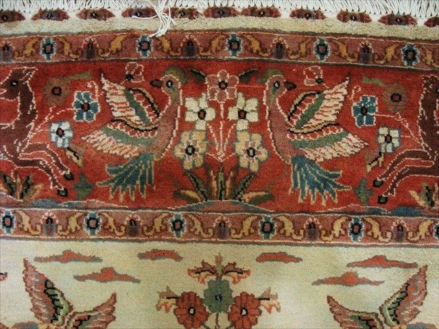 DEER & BIRDS LIFE HAND KNOTTED RUG CARPET SILK WOOL 6x9  