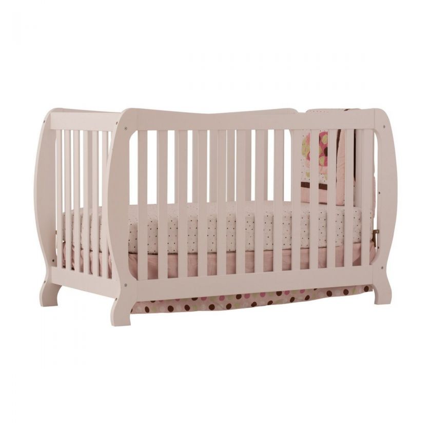 Stork Craft Monza II Fixed Side Convertible Crib, 04587 341 White 