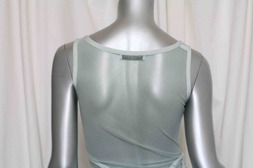   BOUTIQUE Seafoam Green Soft Mesh+Woven Bands Blouse Top Shell S  