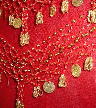 Belly Dance Coin Sash   Red & Gold hs112  