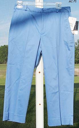 RALPH LAUREN BLUE COTTON SPANDEX CROP CAPRI FLAT FRONT GOLF SLACKS 