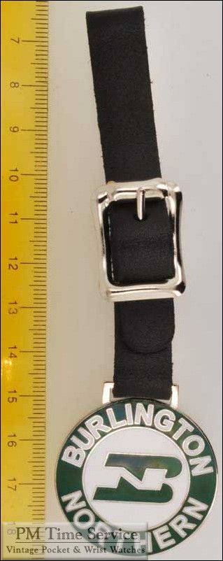 Burlington Northern leather strap watch fob  