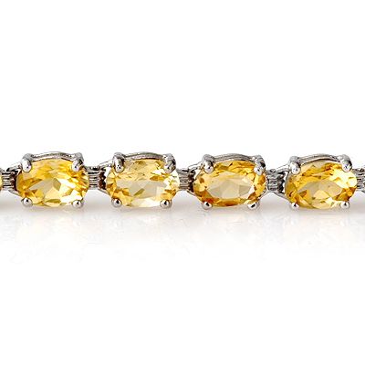 GENUINE 12.18 ctw CITRINE TENNIS BRACELET ELEGANTLY SET IN 10K WHITE 