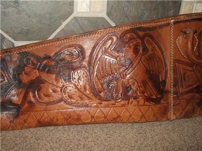 Vtg Tooled Leather Gun Bag Rifle Case D H Byrd Dallas Texas Oil 