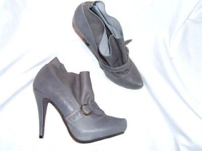 STEAVE MADDEN LUXE GRAY LEATHER HEEL SHOES BOOTYS 7,5M  