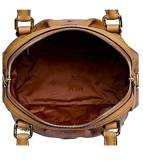 NWT MCM Boston Bag VISETOS Vintage Cognac  