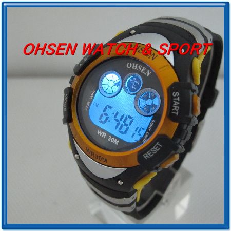   Digital DAY/DATE QUARTZ WATERPROOF ALARM Orange Sport Boys GIFT Watch