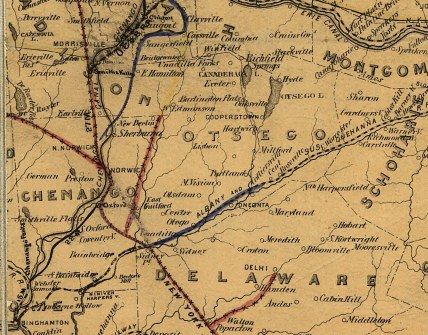 1869 Railroad map of New York & Oswego Midland RR  