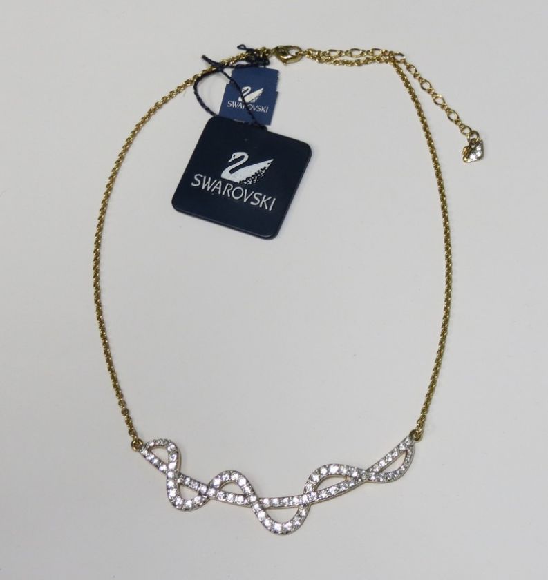 NEW SWAROVSKI AUTHENTIC ELEGANT NECKLACE/CHAIN GOLD SWAROVSKI CRYSTALS 