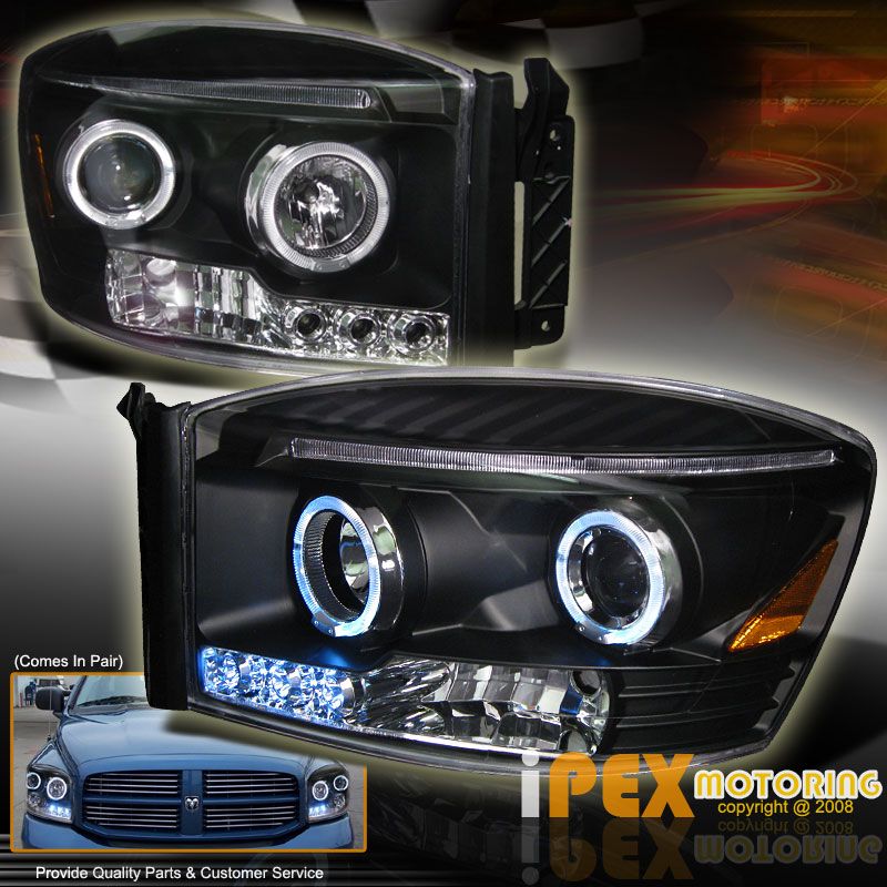 ANGEL EYES Halo Projector Head Lamps w/ LED Light BLACK  