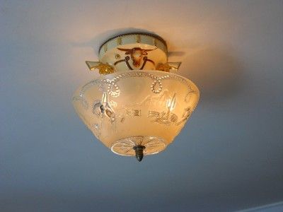 30s Art Deco Porcelain Porcelier Western Ceiling light fixture 