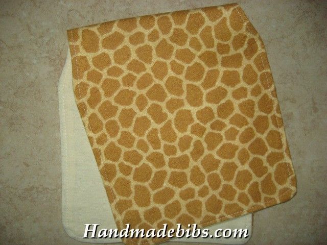 HANDMADE BABY BURP CLOTHS CONTOURED SHOWER GIFT ANIMAL PRINT GIRAFFE 