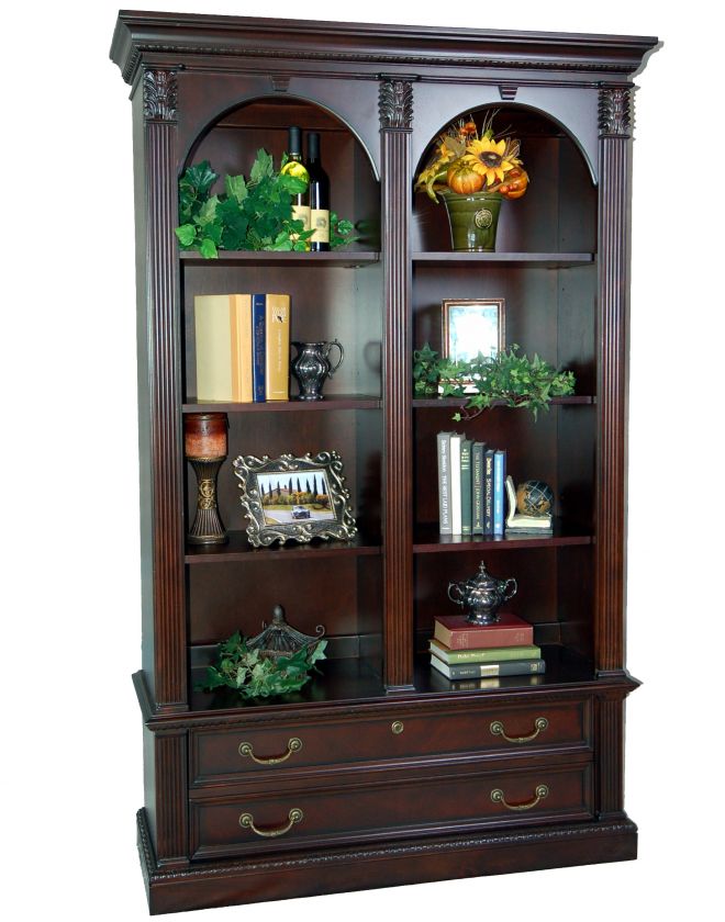 Dark Cherry Office Double Bookcase  