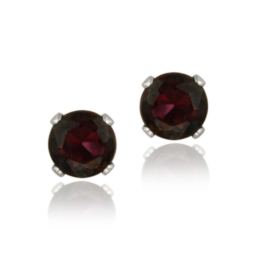 3ct Red Garnet .925 Sterling Silver Stud Earrings 5mm  