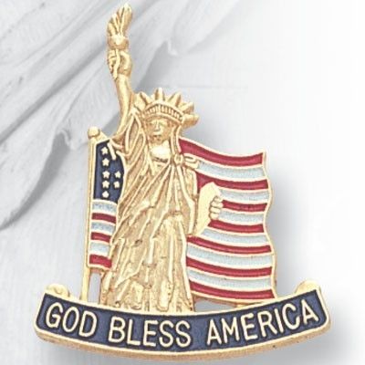 Statue of Liberty   God Bless America   Flag Pin  