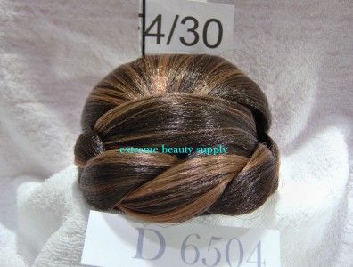 BROWN mix # 4 / 30 hair party dance dome piece bun chignon wiglet 