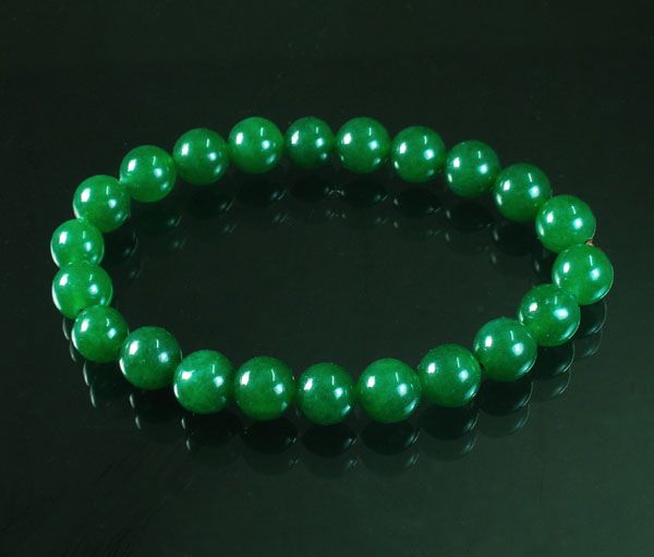 Tibetan Green Jade Gemstone Bead Buddhist Mala Bracelet  