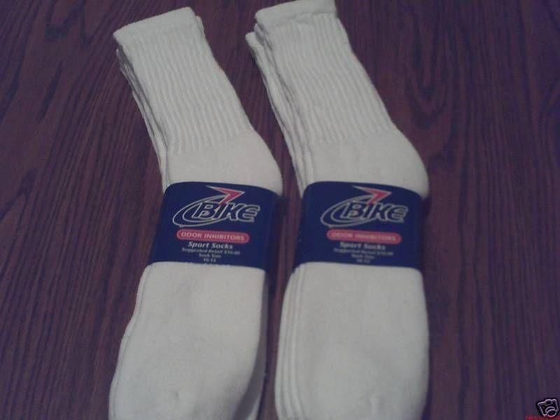 12 PR MENS 10 13 CREW SOCKS ODOR INHIBITOR WHITE  