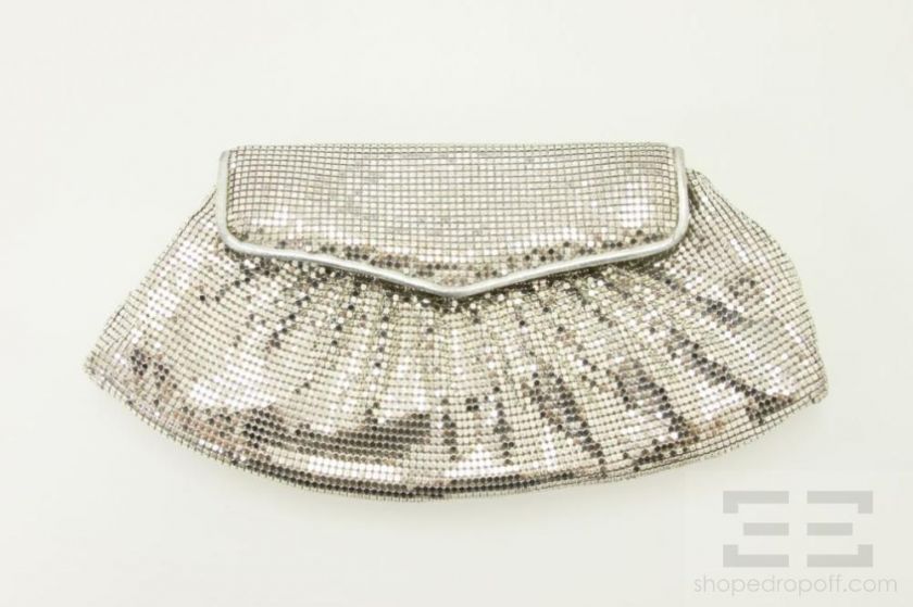 Whiting And Davis Silver Metal Paillette Clutch Handbag  