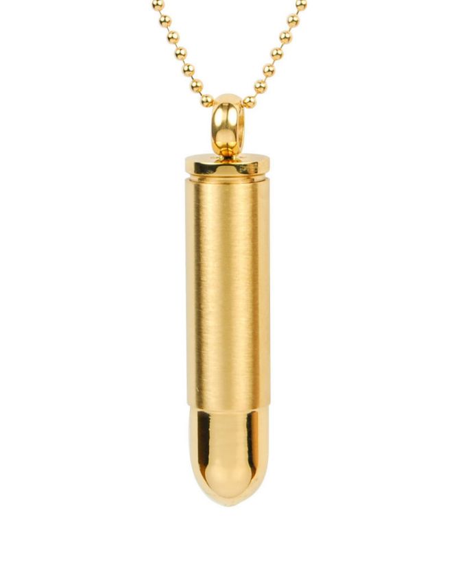 Cremation bullet urn pendant jewelry pet/human gold  