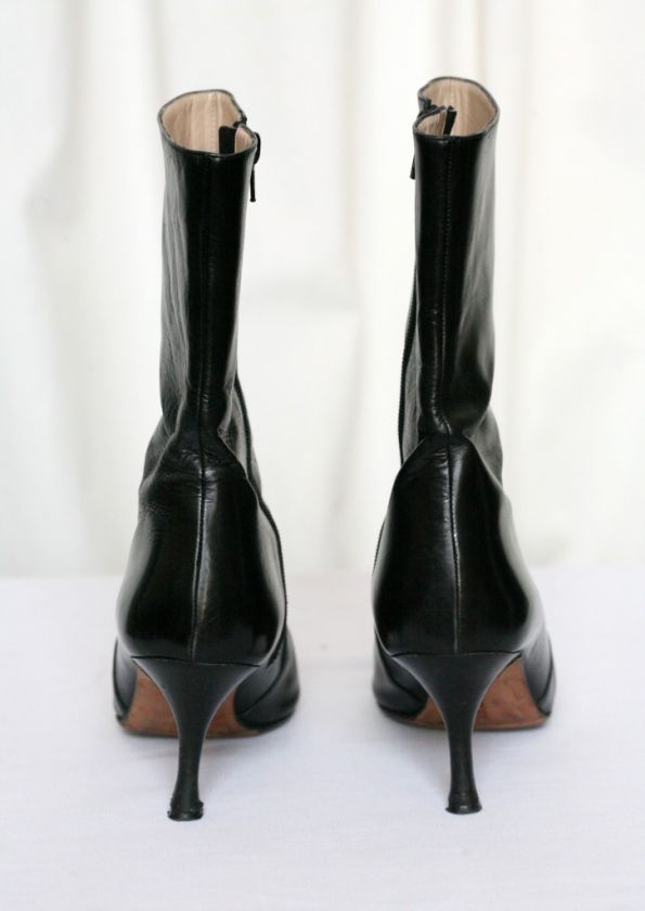 MANOLO BLAHNIK Black Classic Mid Calf Bootie Boots 9/39  