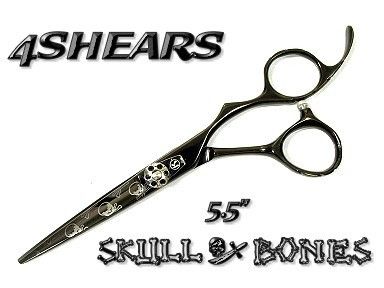 4SHEARS 5.5 Black Titanium Skull Tattoo Scissors  