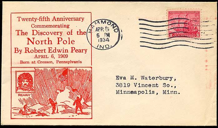 1934 postmark commemorating 25th anniversary North Pole  