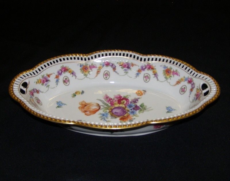 Schumann Dresden Garland Reticulated Oval Serving Bowl  