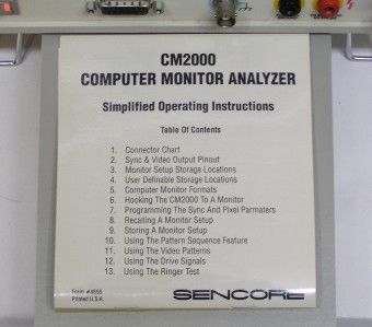 Sencore CM2000 Computer Monitor Analyzer  