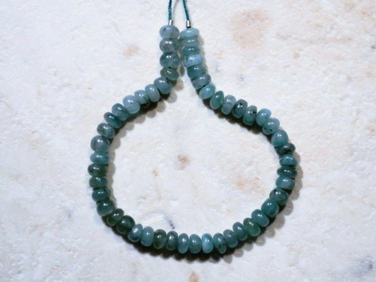 Real Emerald 3.6mm (50 Plain Precious Rondelle) Gemstone Beads 14 