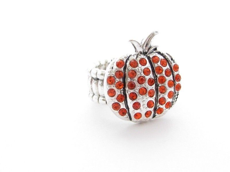 Pumpkin Crystal Fashion Stretch Ring Jewelry  