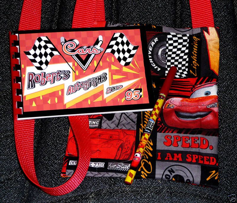 Personalized DISNEY CARS Autograph Book/Bag/Pen McQueen  