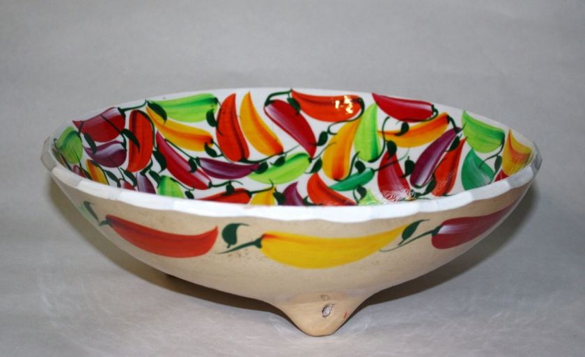 Handmade Mexican Talavera Salad Bowl Clay Pottery Folk Art Serving 