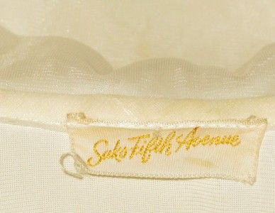 Vtg SAKS 5th AVE Ivory Bridal Chiffon short Peignoir M  