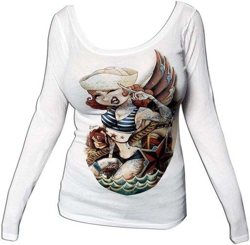 Womens Sailor Jerri Tyson McAdoo Long Boat Neck Jerry Sailor Tattoo 