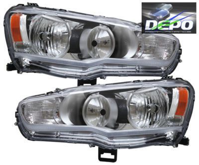 08 10 Mitsubishi Lancer Chrome Head Light Evo X DEPO  