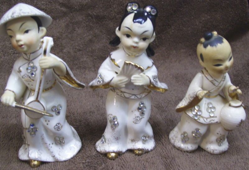 Lefton Oriental Rhinestone Studded Figurines  