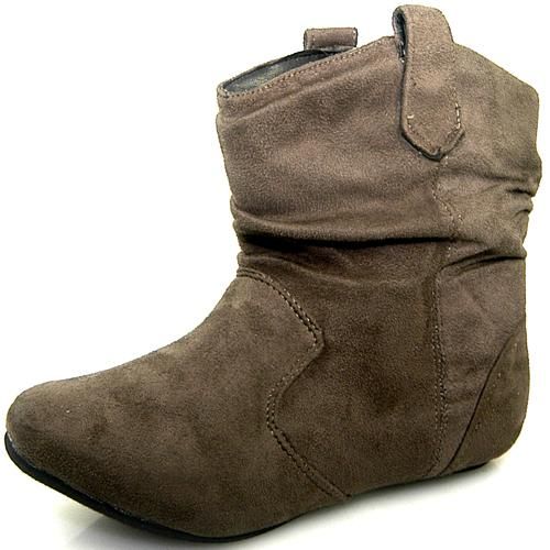 Women Ankle High FLAT COMFY SLOUCH BOOTS Shoe Taupe   7  