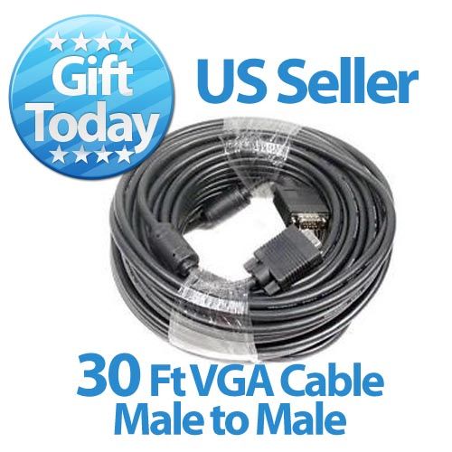 New 30 Ft VGA Cable LCD Monitor TV Male to Male PC SVGA  