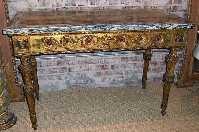   AND PAINT DECORATED ITALIAN CONSOLE TABLE , VENICE CIRCA 1780  