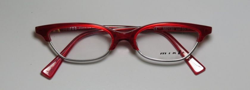 NEW ALAIN MIKLI 130 RED/SILVER CAT EYES AUTHENTIC EYEGLASS/GLASSES 