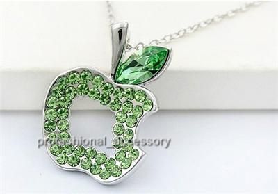 Swarovski Crystal Charming Apple Cute Pendant Necklace  