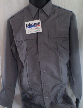 BLAUER 8900 Mens Grey LS Uniform Shirt Sz 17.5  